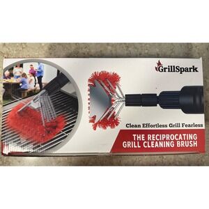 GrillSpark Electric Reciprocating Grill Cleaning Brush 3 Heads Black Red BBQ Tol